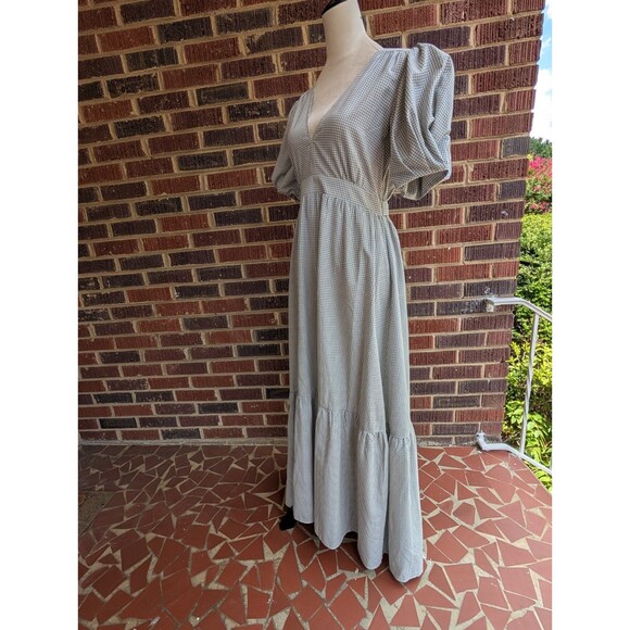 dRA Los Angeles Carol Dress-Grey/White-Maxi-Puff Sleeve-Cottagecore- Small NWT - Picture 3 of 11